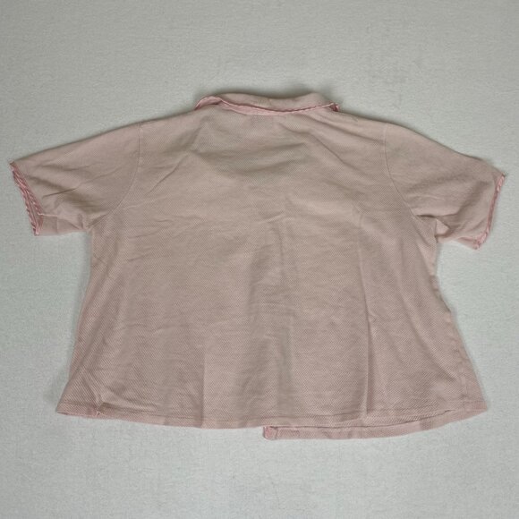 Vintage Victoria's Secret Smooth Satin Detail Night Crop Pale Pink Button Shirt - Picture 2 of 11